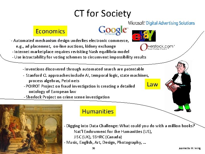 CT for Society Economics - Automated mechanism design underlies electronic commerce, e. g. ,