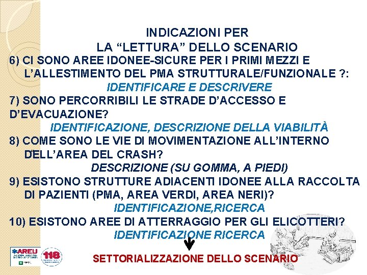 INDICAZIONI PER LA “LETTURA” DELLO SCENARIO 6) CI SONO AREE IDONEE-SICURE PER I PRIMI