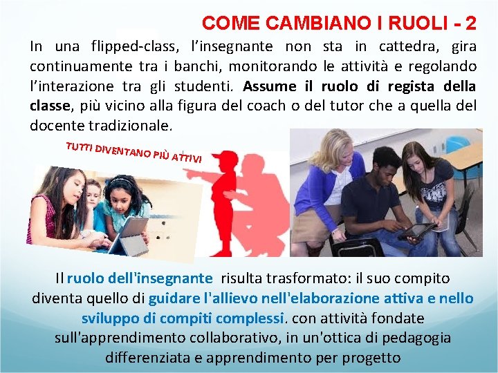 COME CAMBIANO I RUOLI - 2 In una flipped-class, l’insegnante non sta in cattedra, COME CAMBIANO I RUOLI - 2 In una flipped-class, l’insegnante non sta in cattedra,