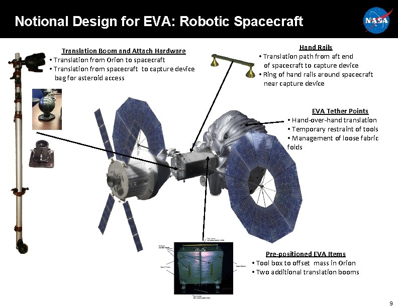 Notional Design for EVA: Robotic Spacecraft Translation Boom and Attach Hardware • Translation from