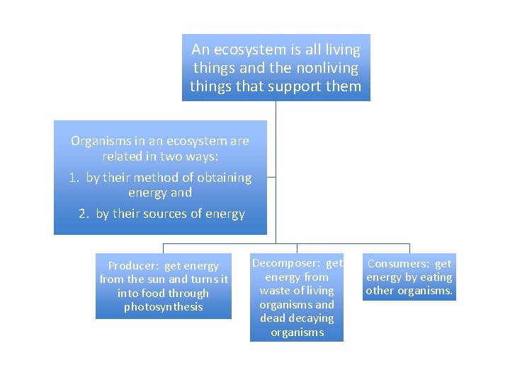 An ecosystem is all living things and the nonliving things that support them Organisms