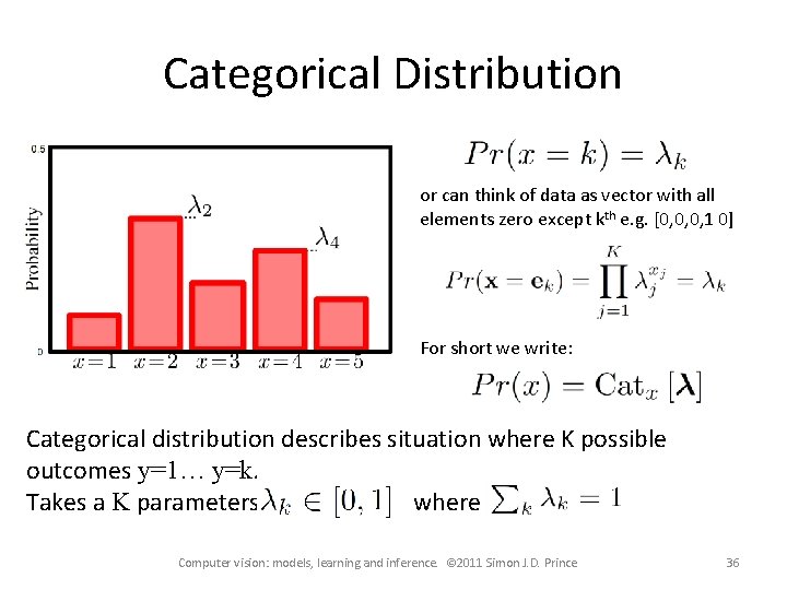 Categorical Distribution or can think of data as vector with all elements zero except
