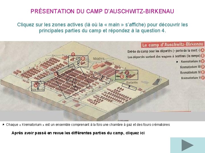 PRÉSENTATION DU CAMP D’AUSCHWITZ-BIRKENAU Cliquez sur les zones actives (là où la « main