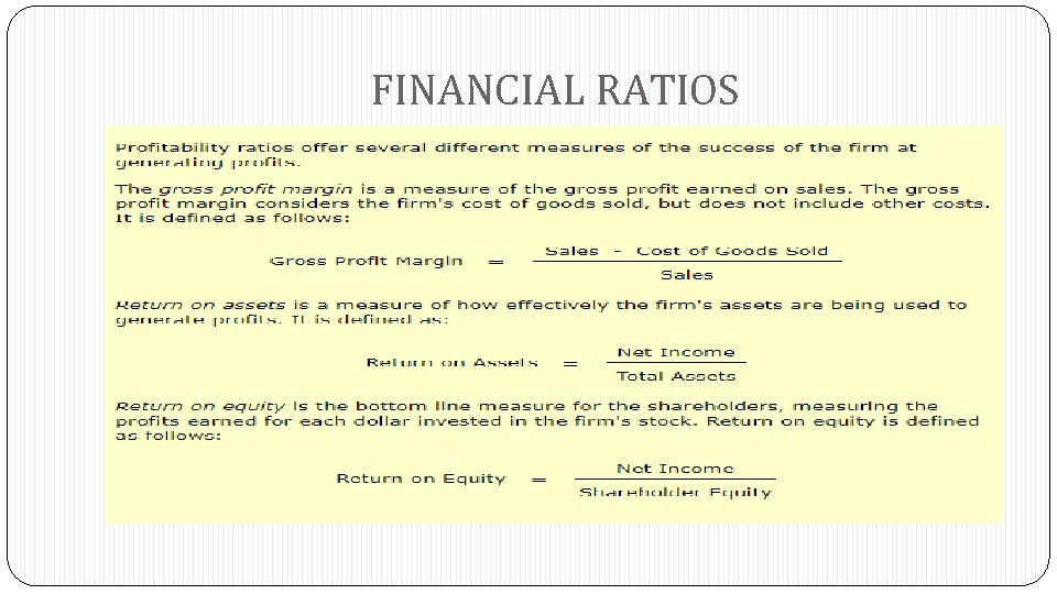 FINANCIAL RATIOS 