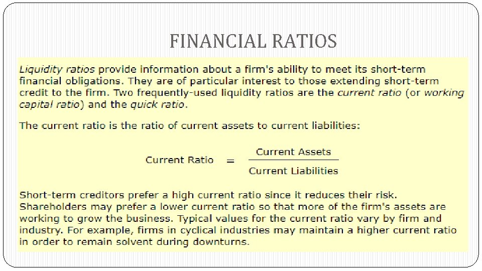 FINANCIAL RATIOS 