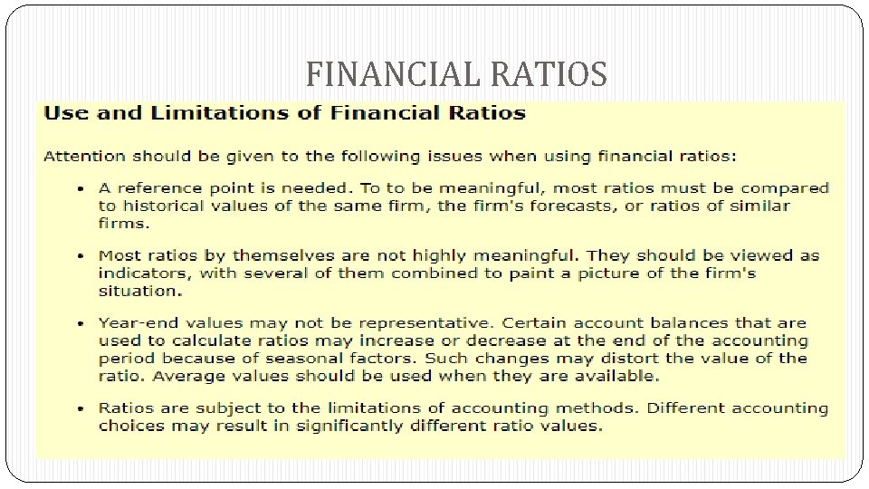 FINANCIAL RATIOS 