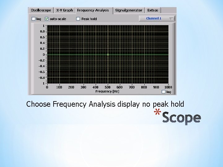 Choose Frequency Analysis display no peak hold * 