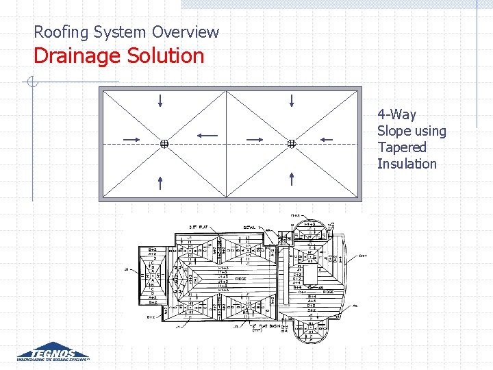 Roofing System Overview Drainage Solution 4 -Way Slope using Tapered Insulation Roofing System Overview Drainage Solution 4 -Way Slope using Tapered Insulation