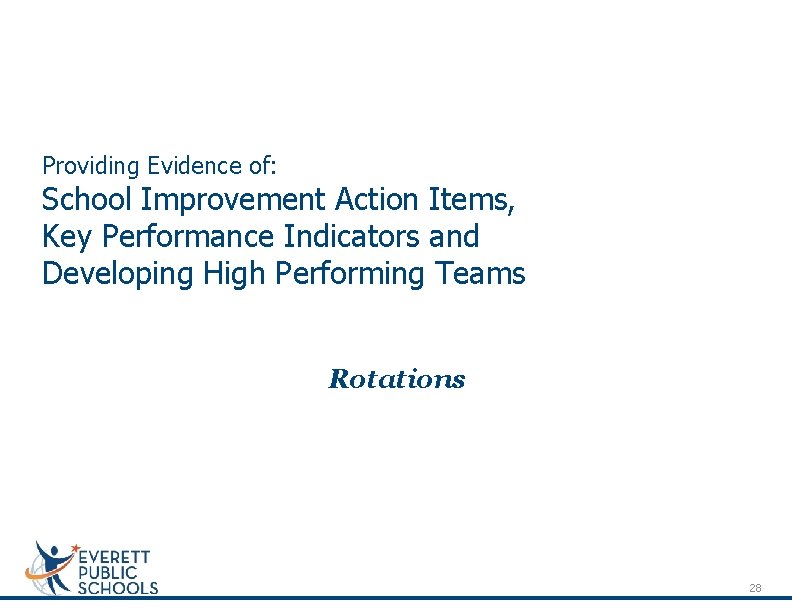 Providing Evidence of: School Improvement Action Items, Key Performance Indicators and Developing High Performing