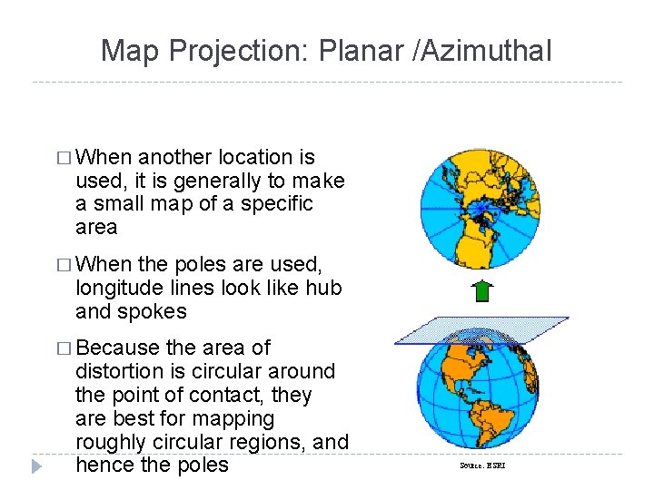 Map Projection: Planar /Azimuthal � When another location is used, it is generally to Map Projection: Planar /Azimuthal � When another location is used, it is generally to