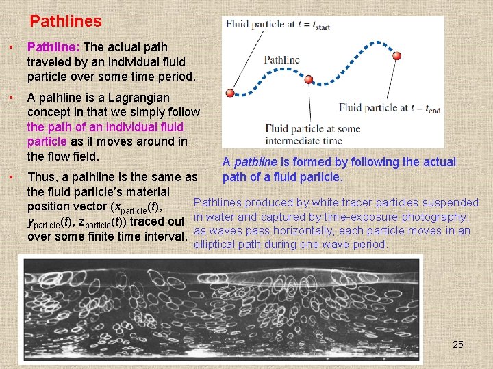 Pathlines • Pathline: The actual path traveled by an individual fluid particle over some