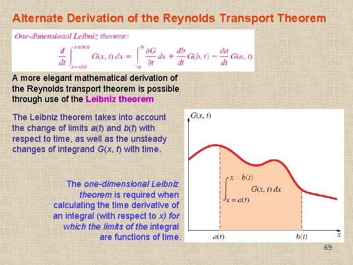 Alternate Derivation of the Reynolds Transport Theorem A more elegant mathematical derivation of the