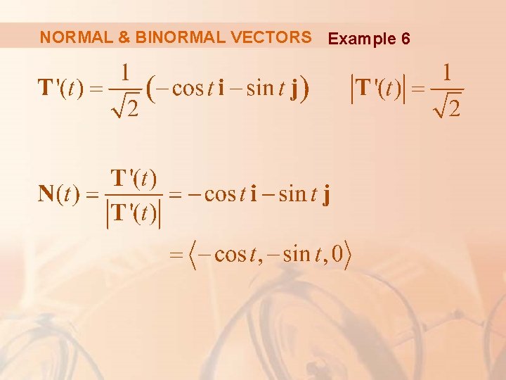 NORMAL & BINORMAL VECTORS Example 6 