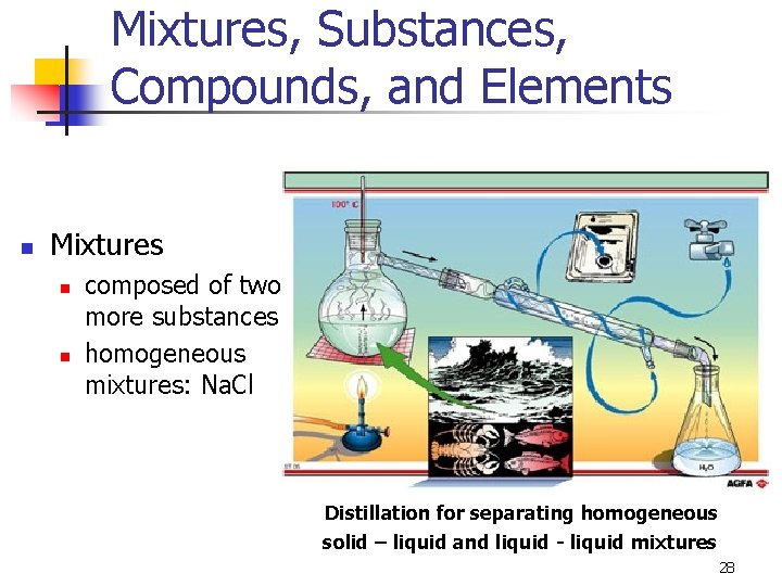 Mixtures, Substances, Compounds, and Elements n Mixtures n n composed of two or more