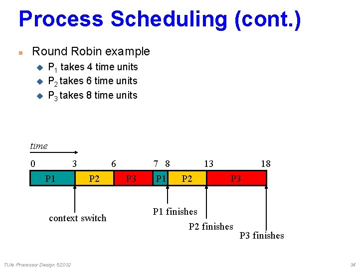 Process Scheduling (cont. ) n Round Robin example P 1 takes 4 time units Process Scheduling (cont. ) n Round Robin example P 1 takes 4 time units