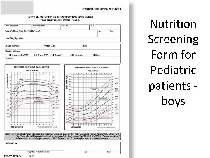Nutrition Screening Form for Pediatric patients boys Nutrition Screening Form for Pediatric patients boys