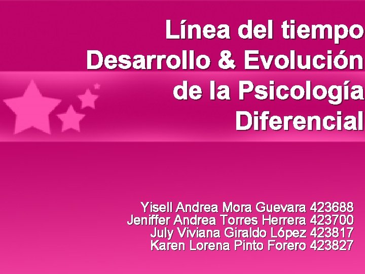 Línea del tiempo Desarrollo & Evolución de la Psicología Diferencial Yisell Andrea Mora Guevara