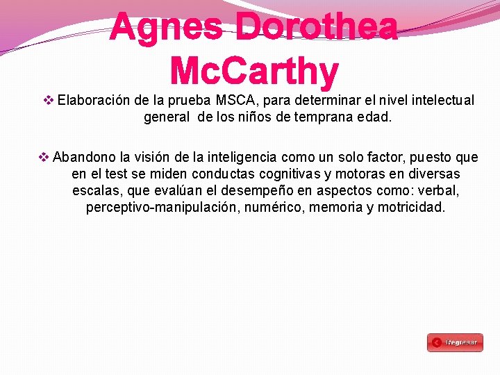Agnes Dorothea Mc. Carthy v Elaboración de la prueba MSCA, para determinar el nivel