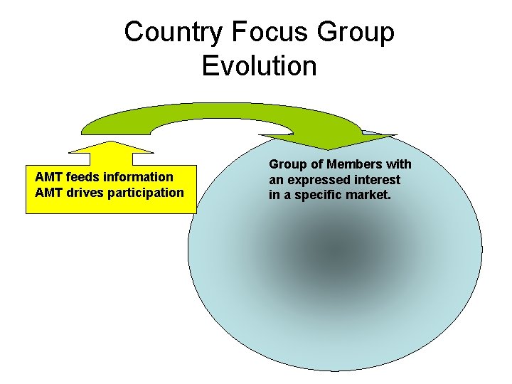 Country Focus Group Evolution AMT feeds information AMT drives participation AMT feeds information Group