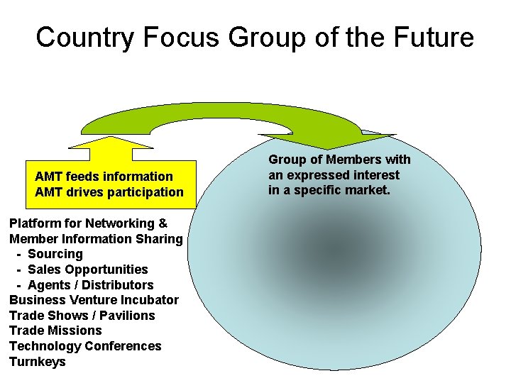 Country Focus Group of the Future AMT feeds information AMT drives participation Platform for