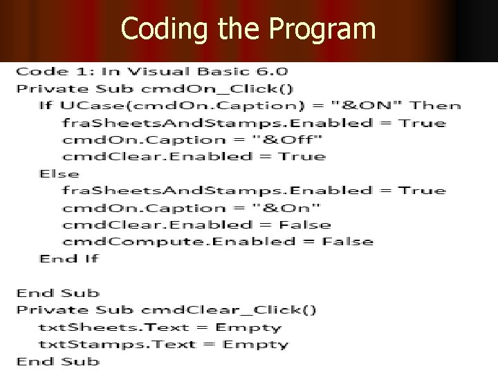 Coding the Program 