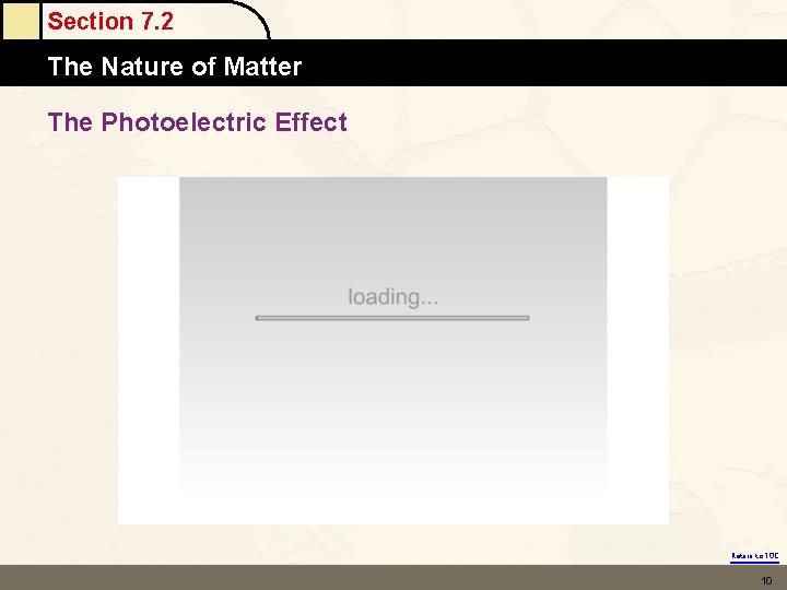 Section 7. 2 The Nature of Matter The Photoelectric Effect Return to TOC 10