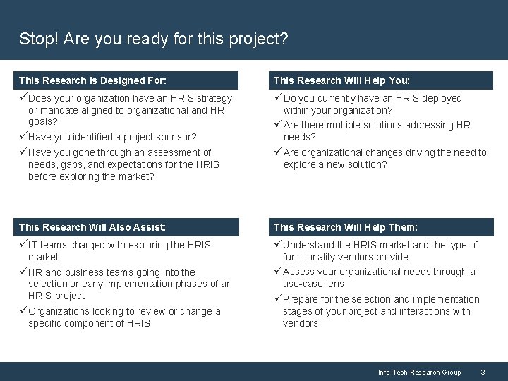 Stop! Are you ready for this project? This Research is Is Designed For: This