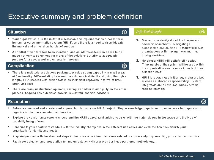 Executive summary and problem definition Situation Info-Tech Insight • Your organization is in the