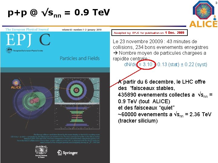 3 p+p @ √snn = 0. 9 Te. V Accepted by EPJC for publication