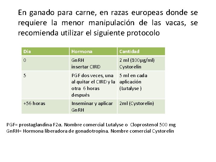 En ganado para carne, en razas europeas donde se requiere la menor manipulación de En ganado para carne, en razas europeas donde se requiere la menor manipulación de