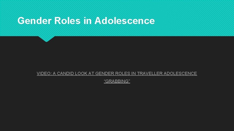 Gender Roles in Adolescence VIDEO: A CANDID LOOK AT GENDER ROLES IN TRAVELLER ADOLESCENCE