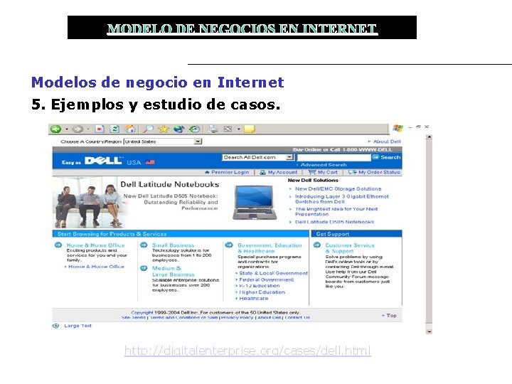 MODELO DE NEGOCIOS EN INTERNET Modelos de negocio en Internet 5. Ejemplos y estudio