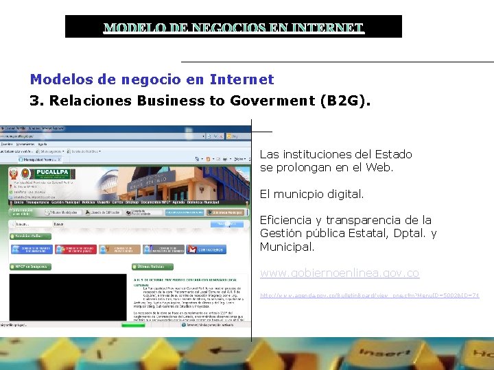 MODELO DE NEGOCIOS EN INTERNET Modelos de negocio en Internet 3. Relaciones Business to