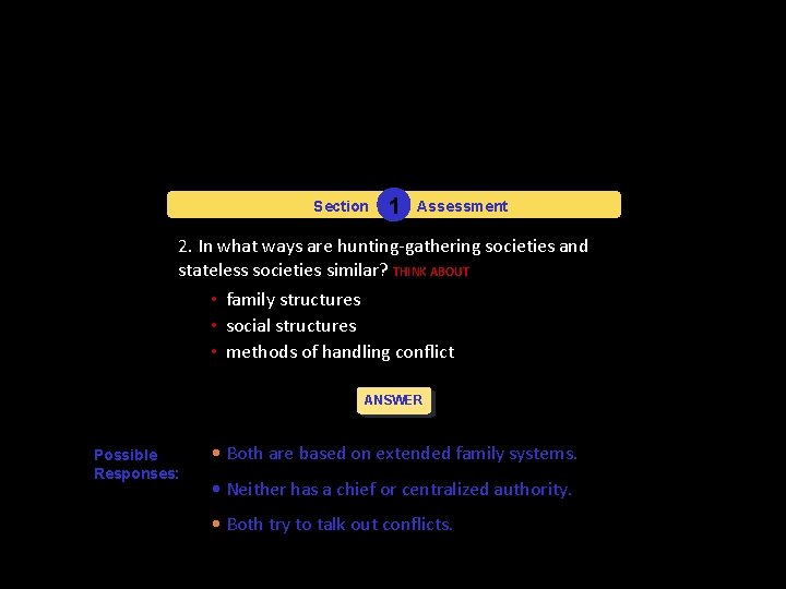 HOME Section 1 Assessment 2. In what ways are hunting-gathering societies and stateless societies HOME Section 1 Assessment 2. In what ways are hunting-gathering societies and stateless societies