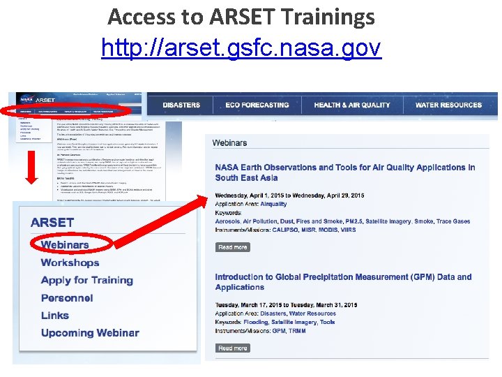 Access to ARSET Trainings http: //arset. gsfc. nasa. gov 