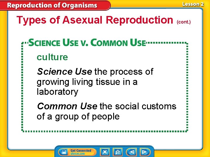 Types of Asexual Reproduction (cont. ) culture Science Use the process of growing living