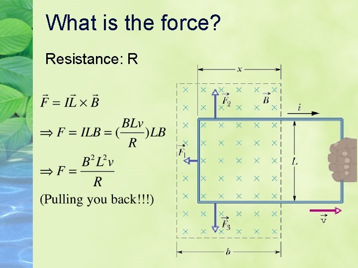 What is the force? Resistance: R What is the force? Resistance: R