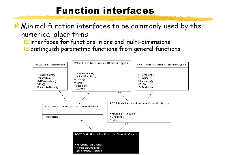 Function interfaces z Minimal function interfaces to be commonly used by the numerical algorithms