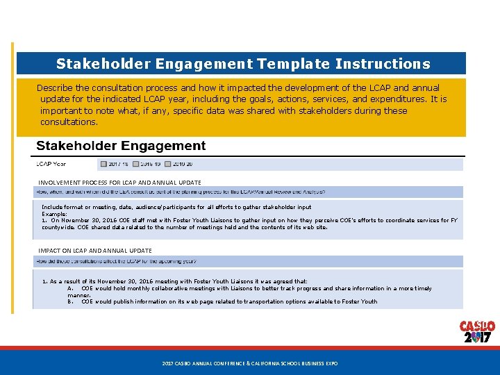 Stakeholder Engagement Template Instructions Describe the consultation process and how it impacted the development