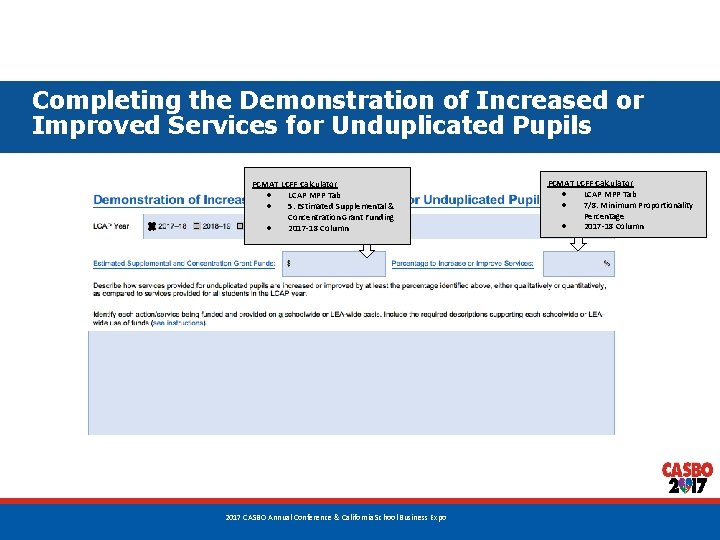 Completing the Demonstration of Increased or Improved Services for Unduplicated Pupils FCMAT LCFF Calculator