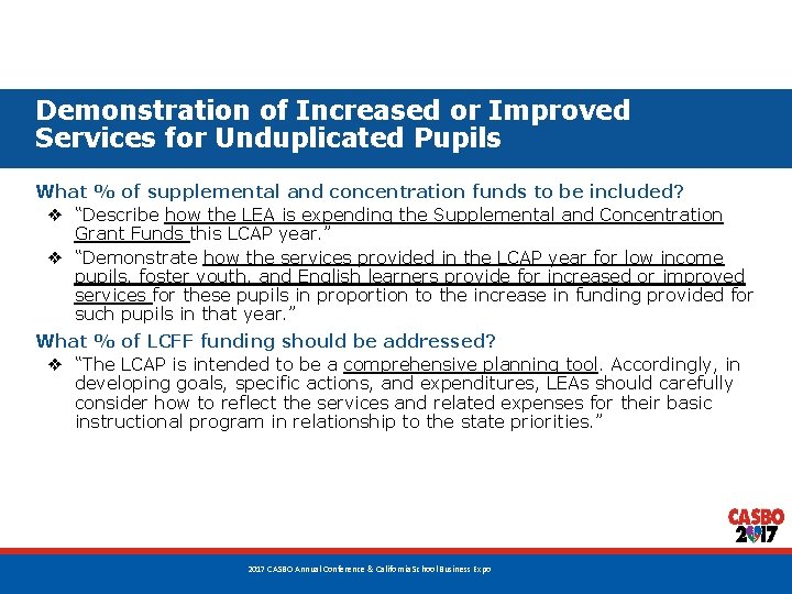 Demonstration of Increased or Improved Services for Unduplicated Pupils What % of supplemental and