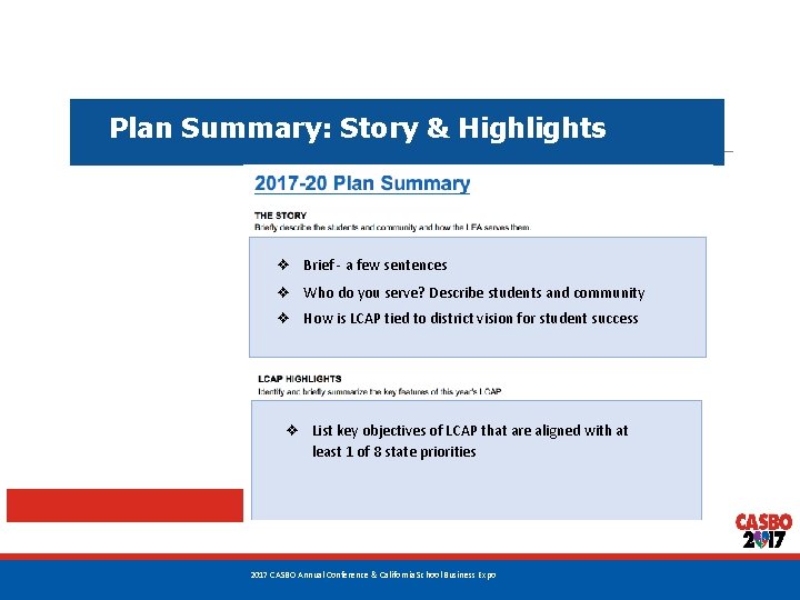 Plan Summary: Story & Highlights ❖ Brief - a few sentences ❖ Who do