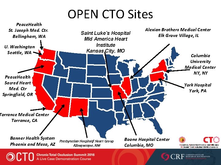 Peace. Health St. Joseph Med. Ctr. Bellingham, WA U. Washington Seattle, WA OPEN CTO