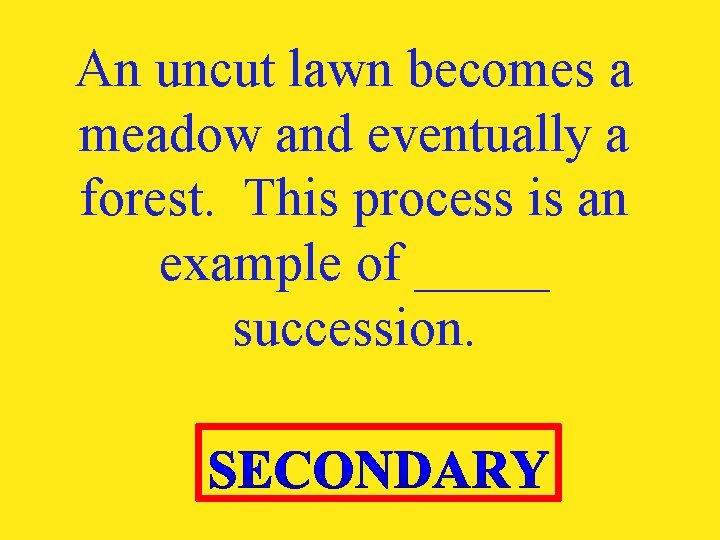 An uncut lawn becomes a meadow and eventually a forest. This process is an