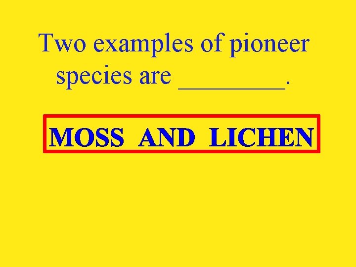 Two examples of pioneer species are ____. 