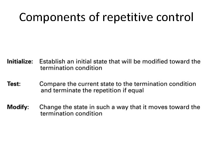 Components of repetitive control 