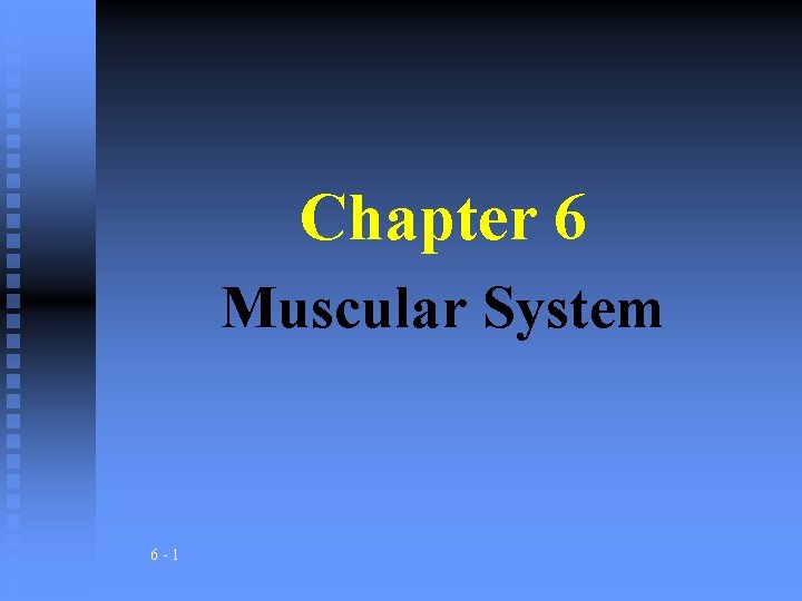 Chapter 6 Muscular System 6 - 1 