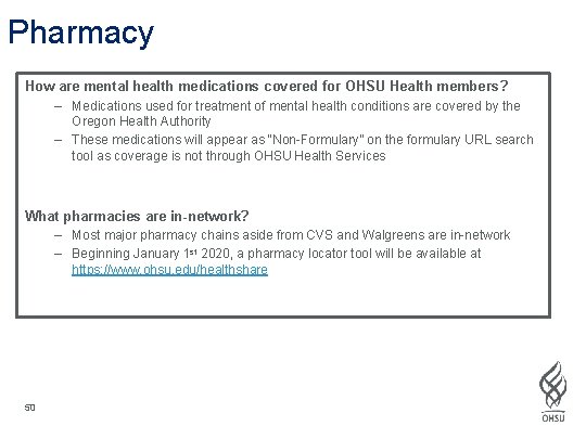 Pharmacy How are mental health medications covered for OHSU Health members ? – Medications
