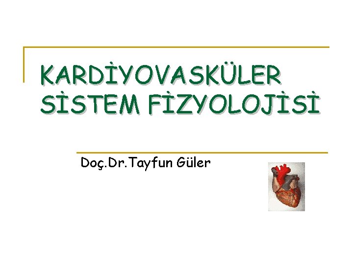 KARDİYOVASKÜLER SİSTEM FİZYOLOJİSİ Doç. Dr. Tayfun Güler 