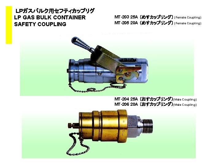  ＬＰガスバルク用セフティカップリグ LP GAS BULK CONTAINER SAFETY COUPLING MT-203 25 A （めすカップリング） (Female Coupling)